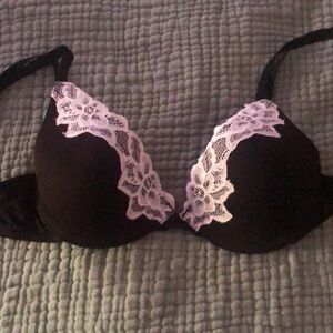 Black and white lace bra